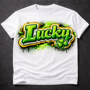 Lucky Graffiti Tee – Green & Gold